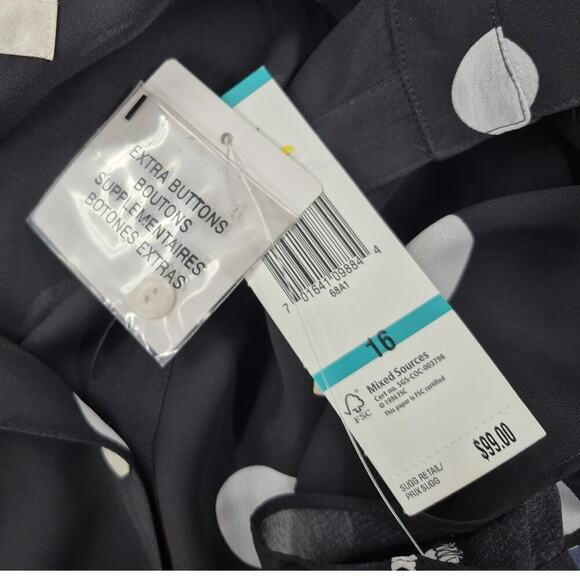 NWT Evan-Picone 100% Polyester Easy Does It Black/Ivory Polka Dot Dress Sz 16 - Picture 5 of 6